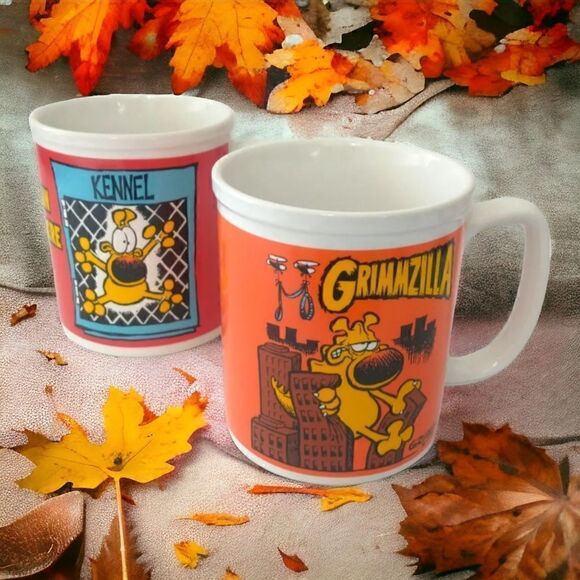 2 Mother Goose & Grimm Coffee Mugs Cups Kennel Texas Chain Saw Massacre Vintage - Picture 1 of 16